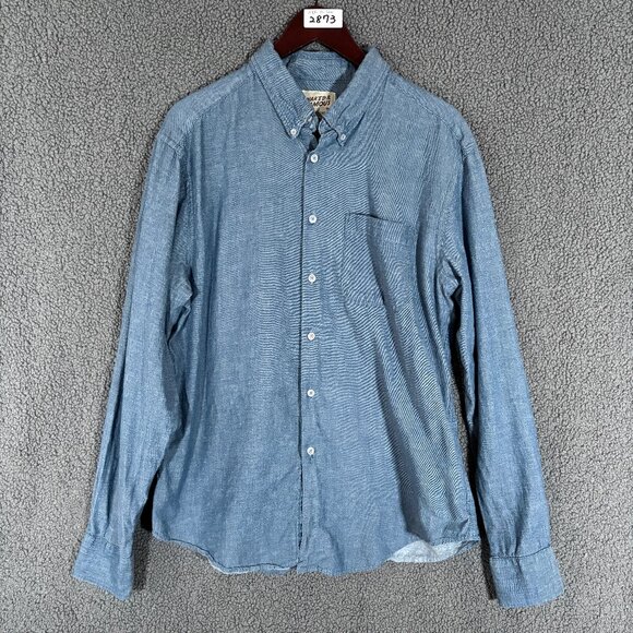 Naked & Famous Japanese Cotton Chambray Button Down Shirt - Men's Size XL - Blue - Picture 1 of 6